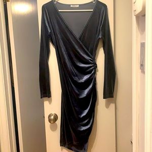 Dusty Blue/Gray Velvet Dress